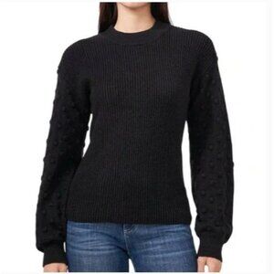 Vince Camuto Women's Bobble Stitch Sleeve Pullover Sweater Rich Black XXL